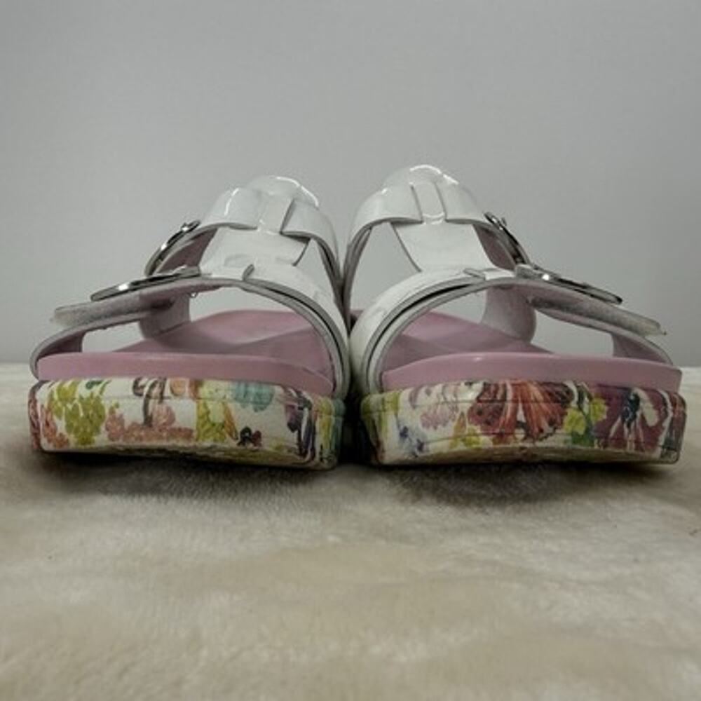 Alegria Vita Platform Slide Sandals 39 US 9 White Patent Leather Pink Floral - Picture 6 of 14